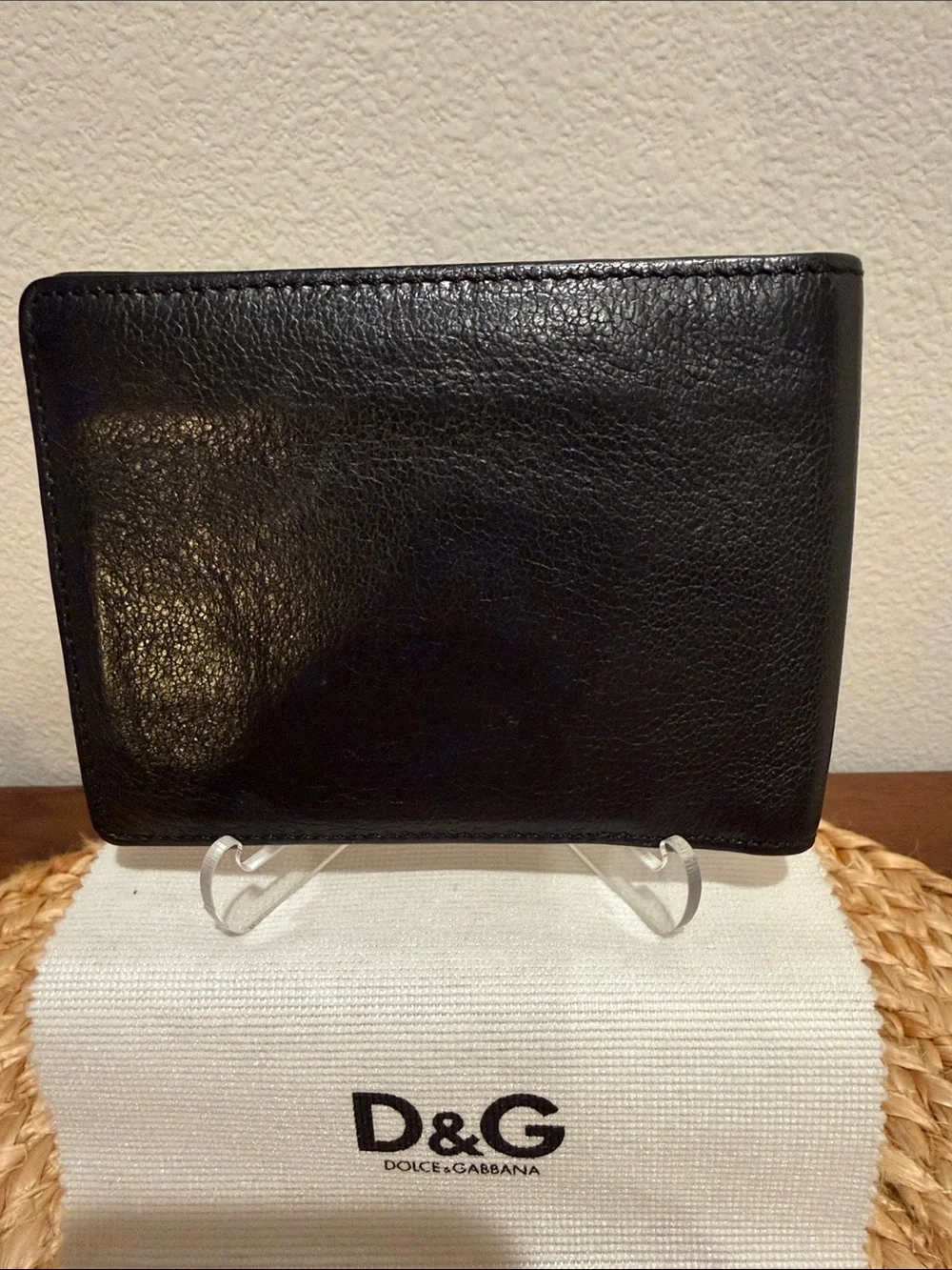 Dolce & Gabbana Black Leather Embossed Logo Bifold Wallet